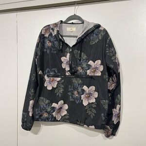 Floral Black Pullover Rain Jacket